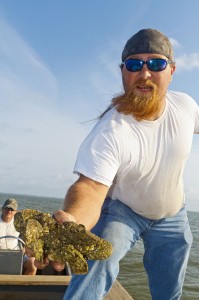 Oyster fisherman in Apalachicola Bay Man with Oysters