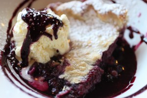 Truffle Pig Bistro Blueberry Macadamia Nut Pie Close up of Blueberry Macadamia Nut Pie from Truffle Pigs