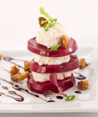 Layered gbeets and mascarpone, Crave Brothers Cheese