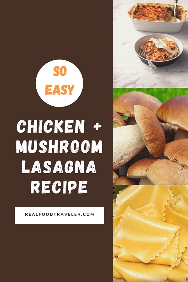 Pin the recipe for this chicken and mushroom lasagne to Pinterest.