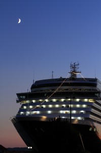 Holland Aerica Oosterdam with moon