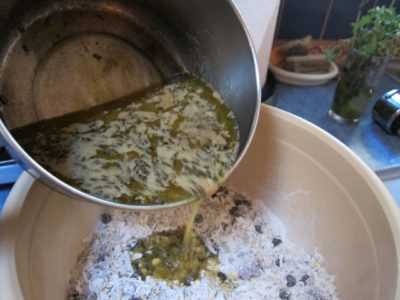 Melted butter, honey, lavender and brown sugar softens it up Mixing the melted ingredients into dry ingredients