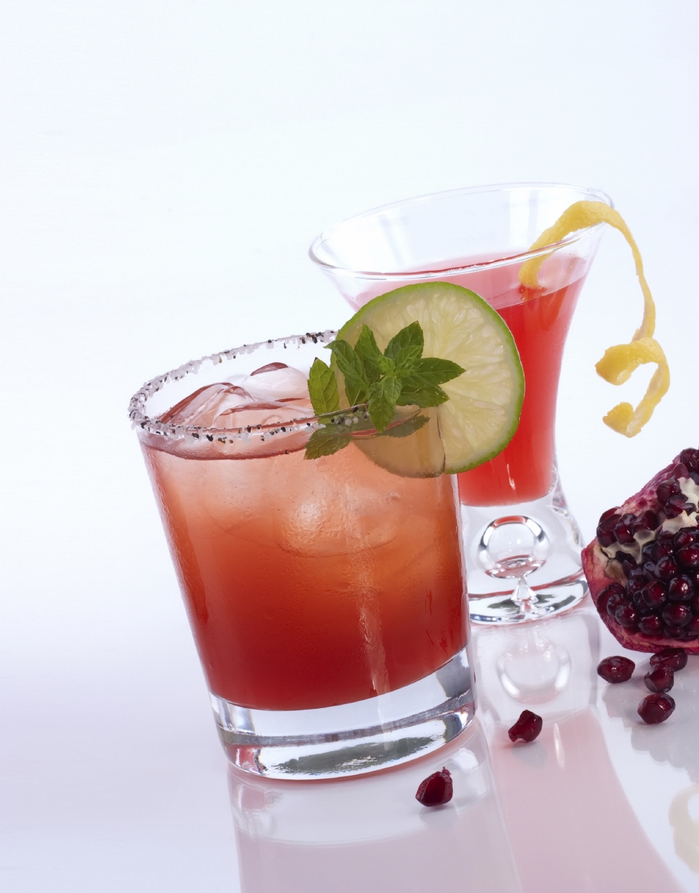 Pomegranate martini and Mojito - Most popular cocktails series