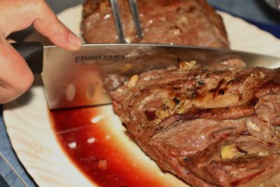 Ergo Chef's Prodigy knife made slicing through this pork roast a chinch.