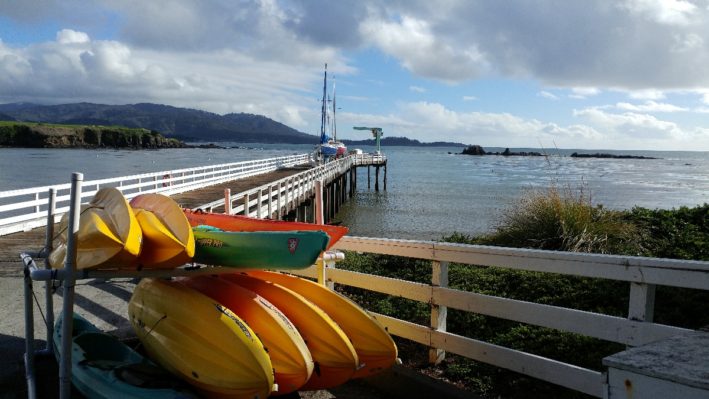 Sea kayaks outside of Carmel-by-the-Sea at Pebble Beach.