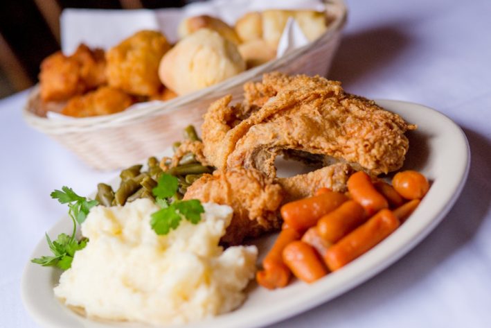 Fried chicken is famous at Shelbyville's Science Hill Inn.