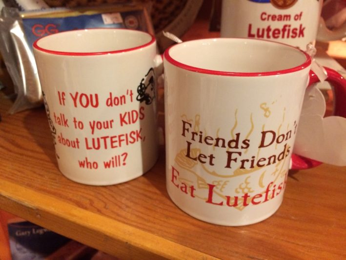 Find humorous items at the Batik at Al Johnson's Swedish restaurant.