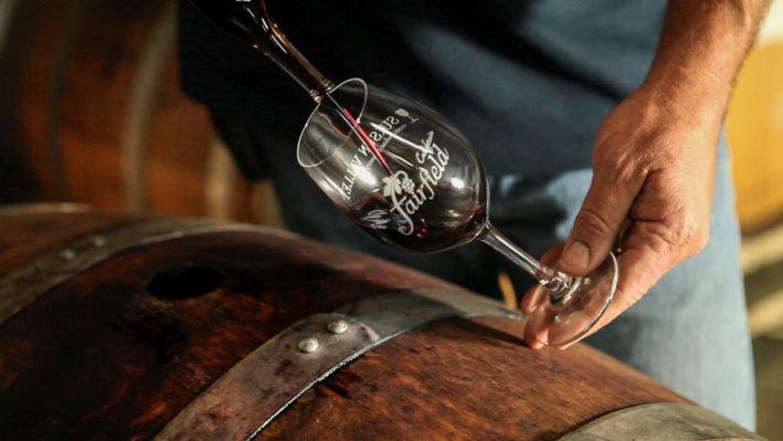Fairfield wines being poured into a glass.