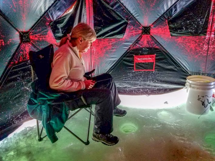 Sun Peaks Resort for Non-Skiers - fishing inside the tent.