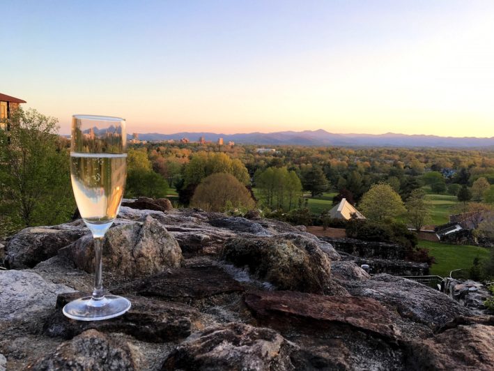 Where to eat in Asheville North Carolina - prosecco and a view