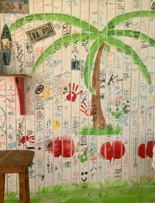 A delicious day on Anguilla - sign the wall at Sunshine Shack.