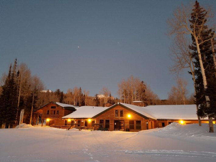 Southern Utah - Eagle Point's main lodge at dusk.
