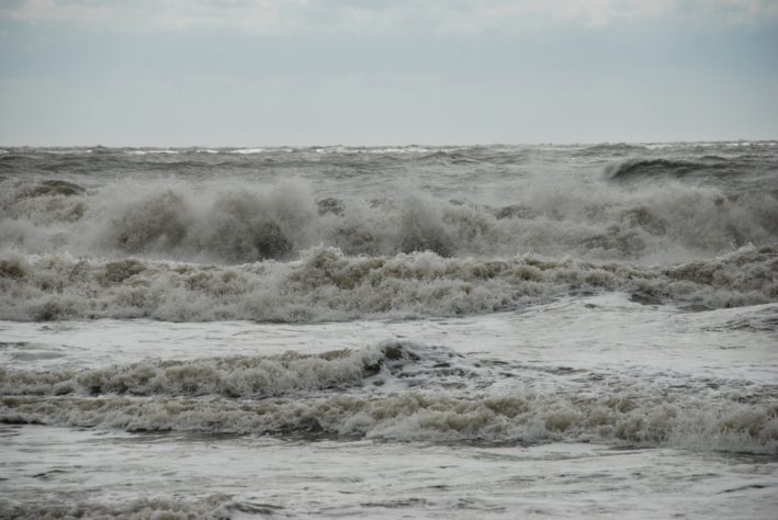 Hilton Head Island with turbulent waves.