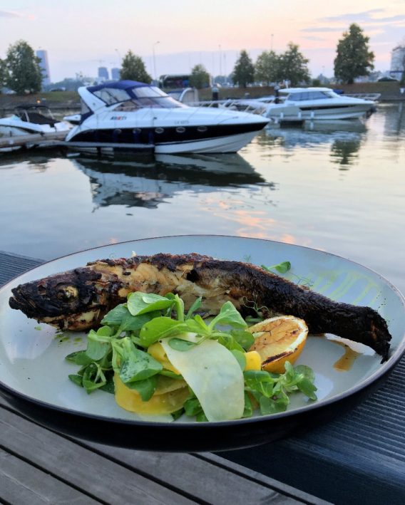 Sea bass at Muusu Terase in Riga, the Baltics.
