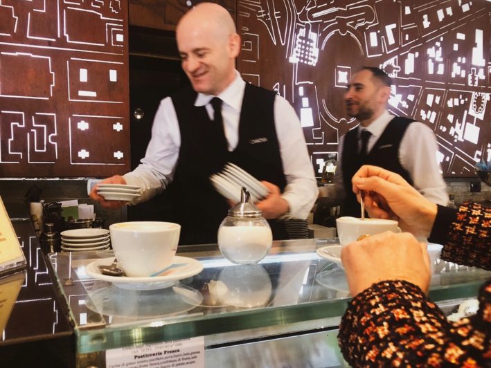 Stand at the counter for coffee culture in Rome.