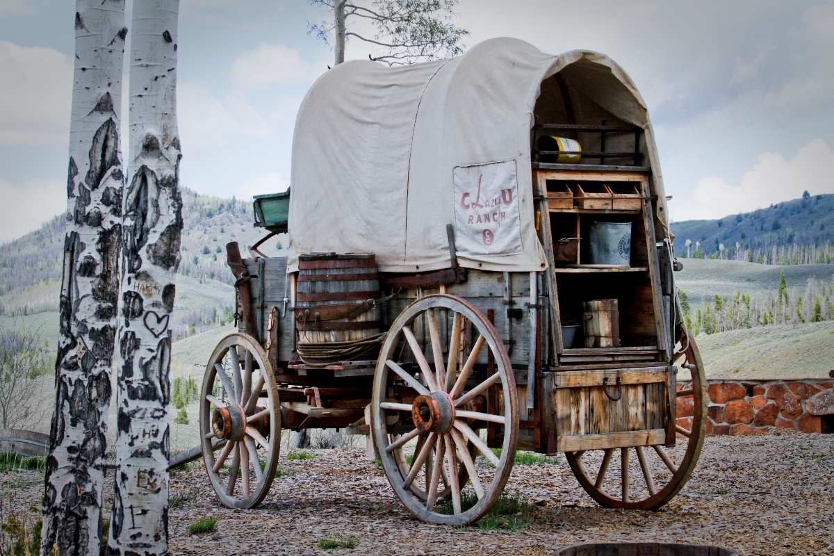 Covered wagon at C Lazy U Ranch - photo by C Lazy U Ranch.