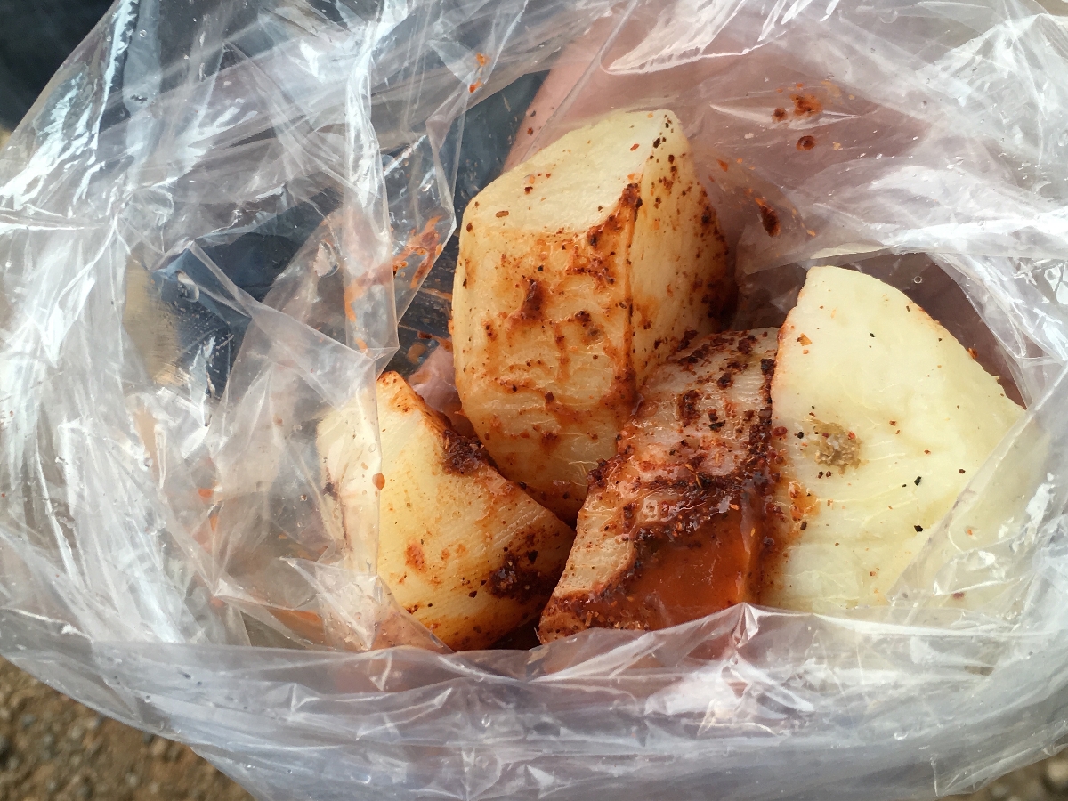 Cooked chayote sprinkled with lime and chilies is a popular snack.