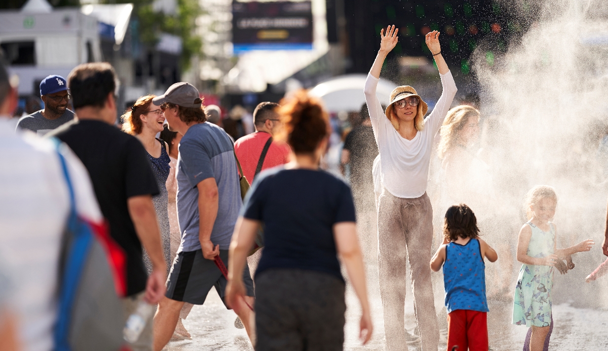 Cool off in the fountain at the Montreal jazz Fest