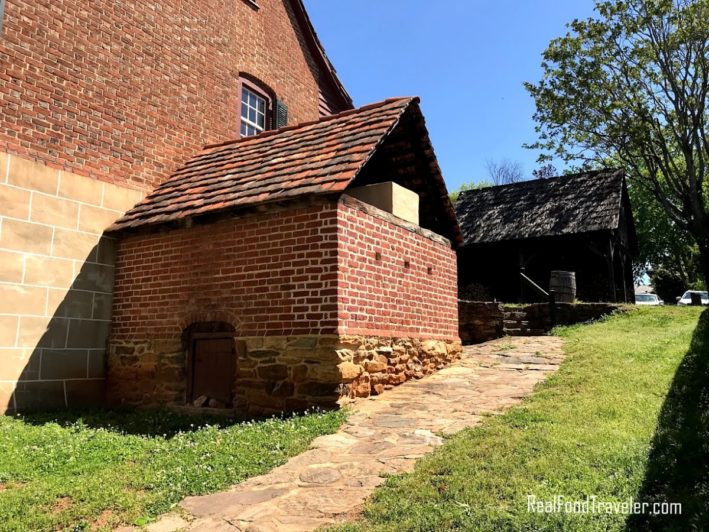 The side of Winkler Bakery in Old Salem.