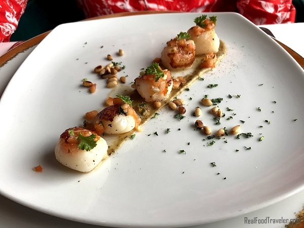 Scallops at Le Bistro restaurant on a Norwegian cruise.