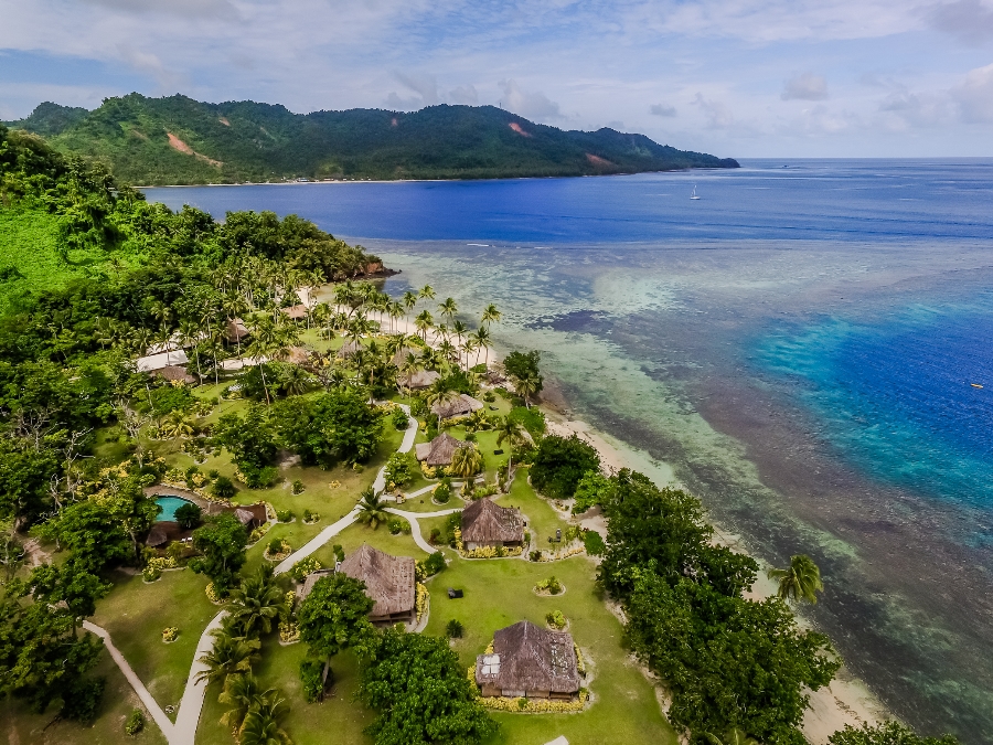 Aerial shot of Quamea Resort when you visit Fiji.
