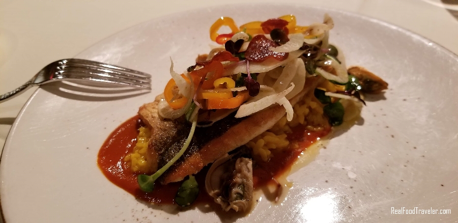 Grilled seafood served during a Chef's Tasting Menu at Lon's at the Hermosa Inn.