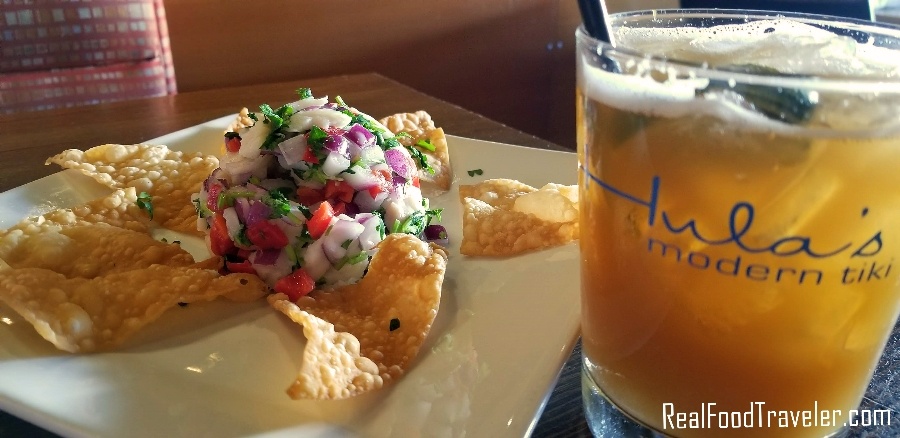 Ceviche and a cocktail at Hula's Modern Tiki in Scottsdale AZ