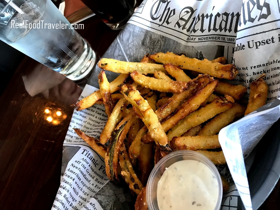 Fried pickle spears at Route 67 in Elkhart Lake.
