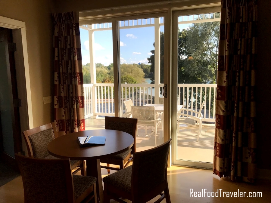 A room at Siebkens Resort overlooking the lake.