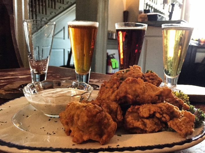 Fried oysters plus George Washington's recipe recipe ales in City Tavern in Philadelphia.