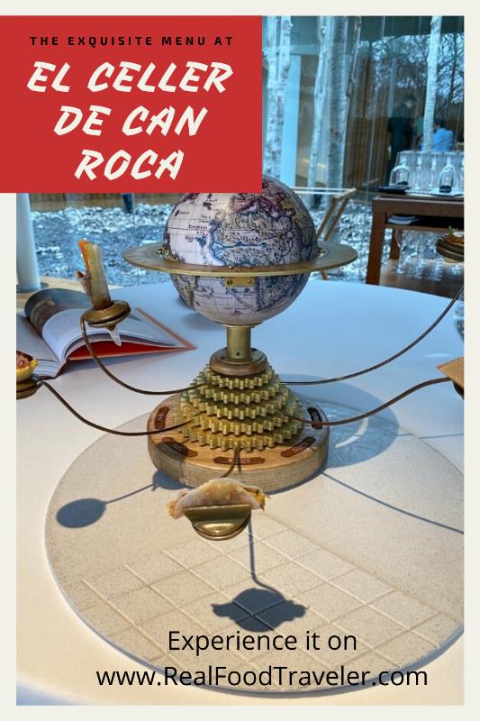 A pin for Pinterest showing a globe with food items on outstretched arms.