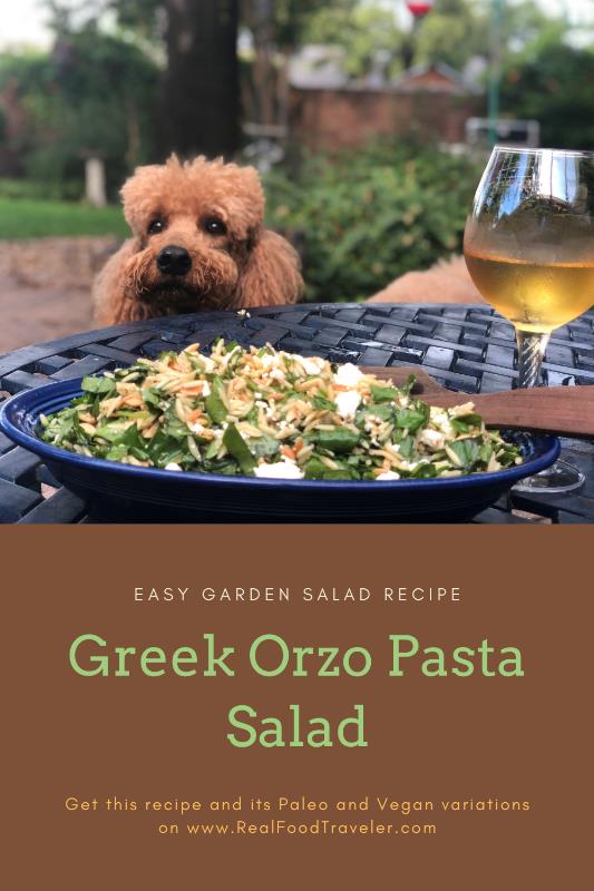 Greek Orzo Pasta Salad is an easy garden salad recipe for Pinterest