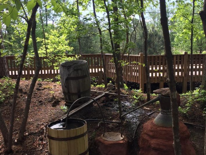 An example of a moonshine still in the woods to show how moonshine was made in Georgia.