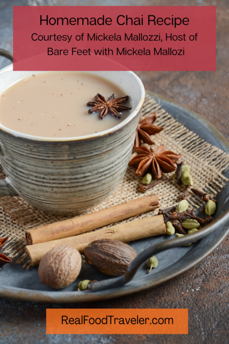 Pinterest Pin for recipe for Chai Tea - photo by Canva. Graphic by RealFoodTraveler.com