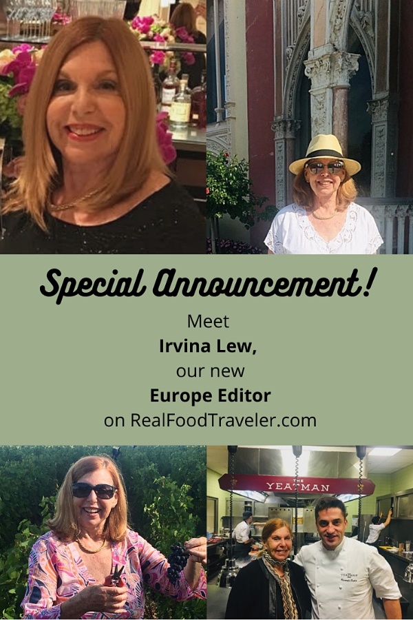 Four images of Irvina Lew, Real Food Traveler's new Europe Editor