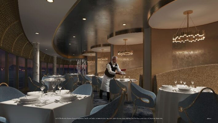 A dining room called Enchante on Disney's newest cruise ship.