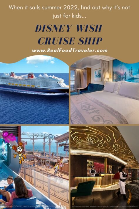 Scenes from the Disney Wish Cruise Ship on a Pinterest Pin.