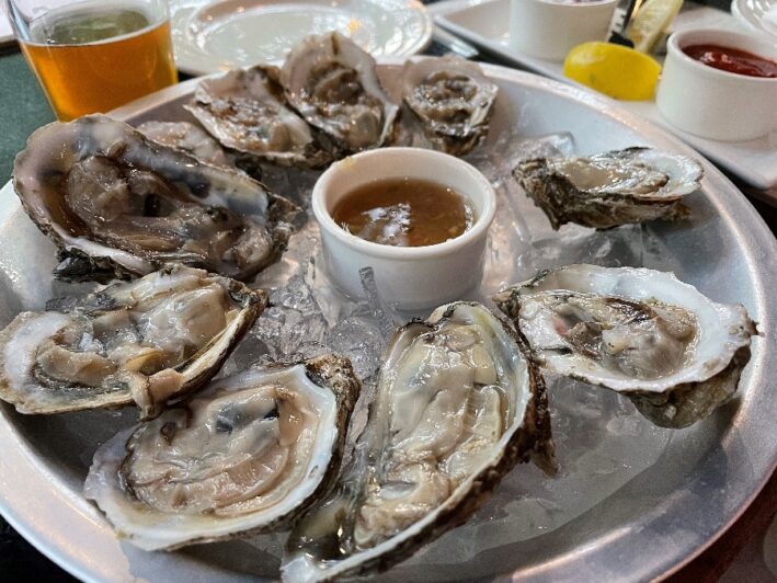 A plate of Oysters at Berret's Seafood Restaurant in North Neck Williamsburg