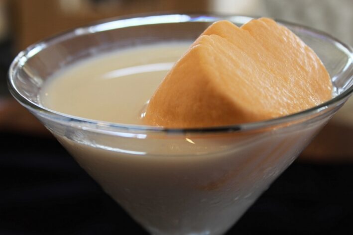 Ghostini cocktail with marshmallow, a Halloween themed drink.