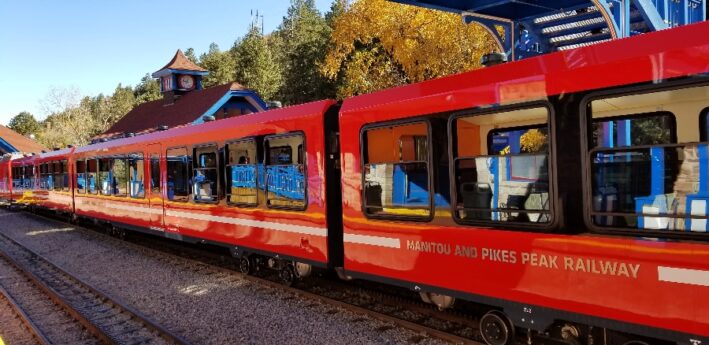The Manitou Springs Cog Railway train
