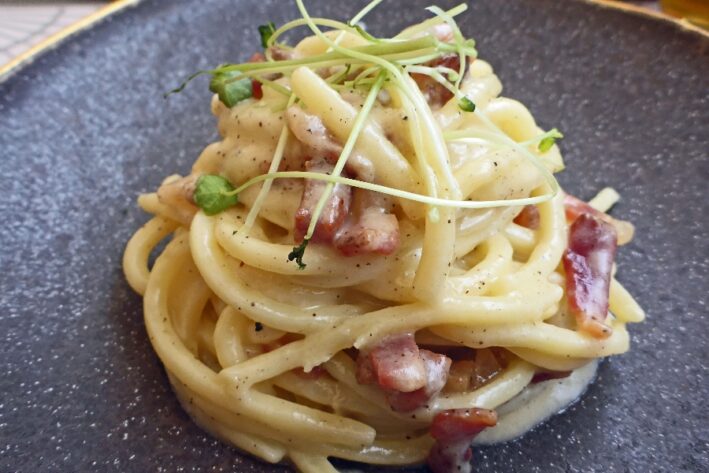 Cacio e Pepe pasta is a popular food in Puglia, Italy.