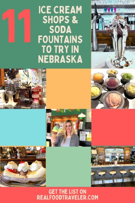 Pinterest Pin for 11 ice cream shops to try in Nebraska.