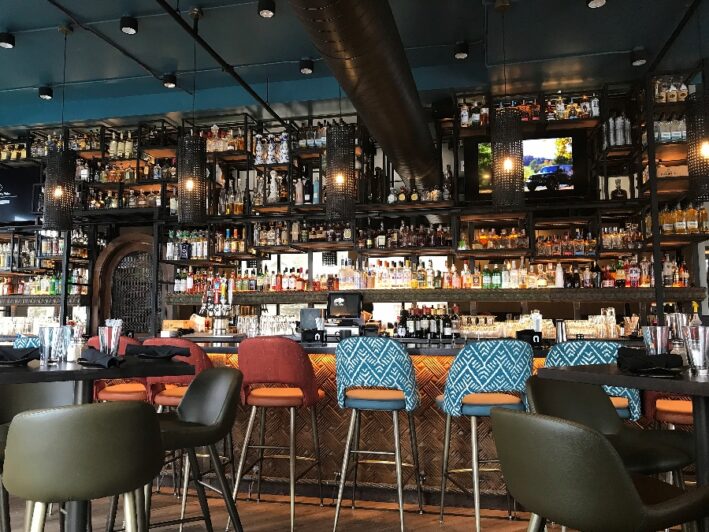 The tequila bar wall at Kucu in Silverthorne