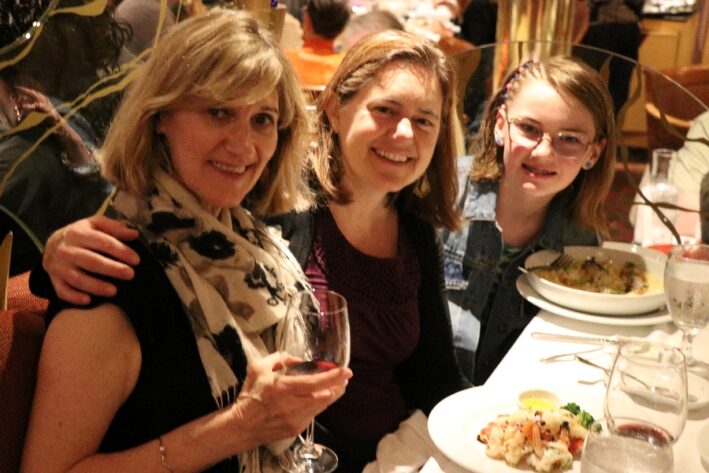 Three generations enjoy cruising with kids.