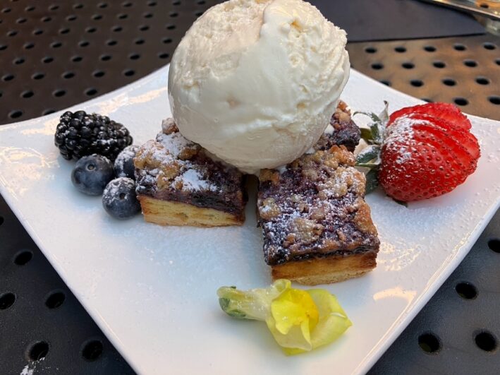 Berry Crumble with Ice Cream at Urban Oasis.