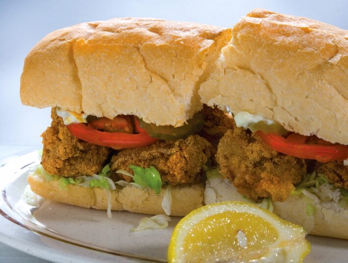 Oyster Po Boy from Acme Oysters on the Louisiana Oyster Trail.