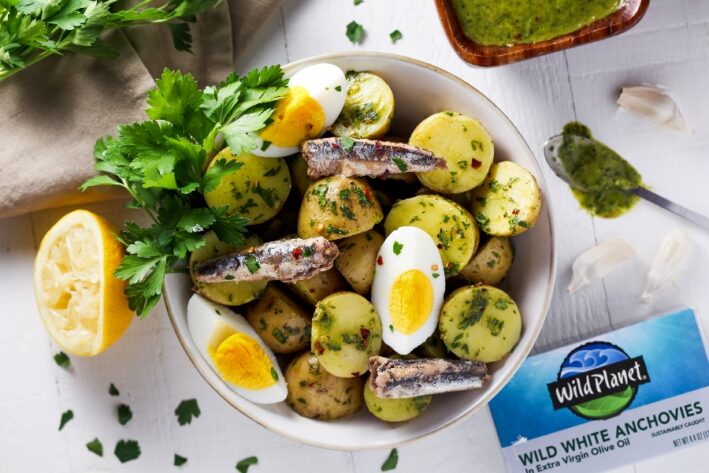 Wild Planet anchovy egg and potato salad.