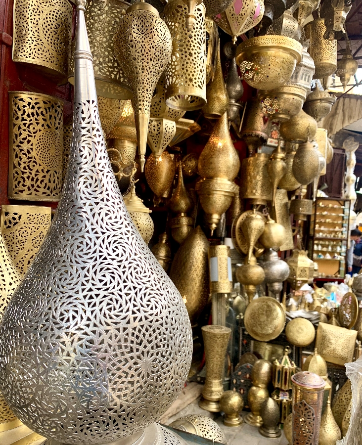 Lamps hanging in a medina of Fez.