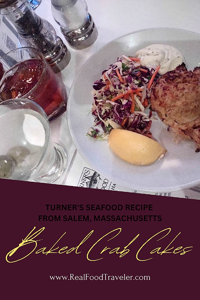 Pinterest Pin for Baked Crab Cake Recipe from Turner's Seafood in Salem.