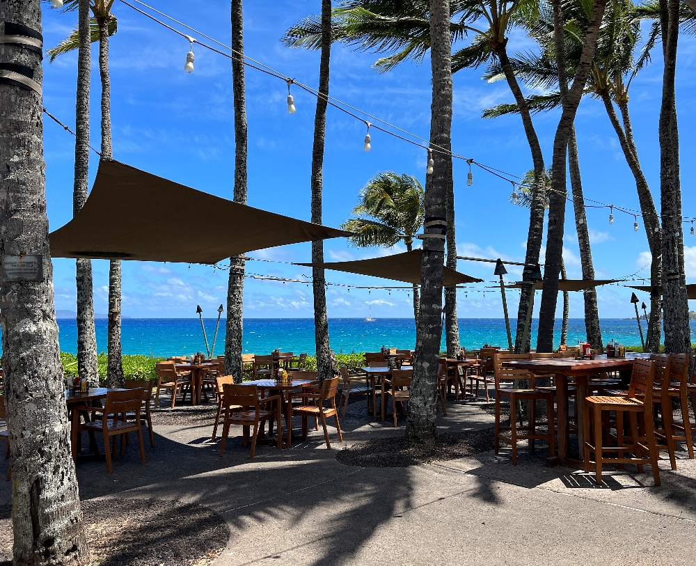 Burger Shack patio at Ritz-Carlton Mauia, Kapalua.
